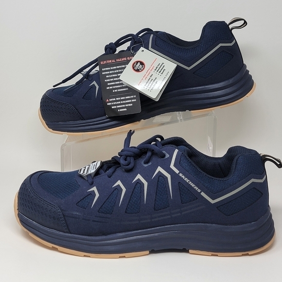 Skechers Malad II Composite Toe Work Shoes Navy/Tan 200127 Men\'s Size 11 New main image 7